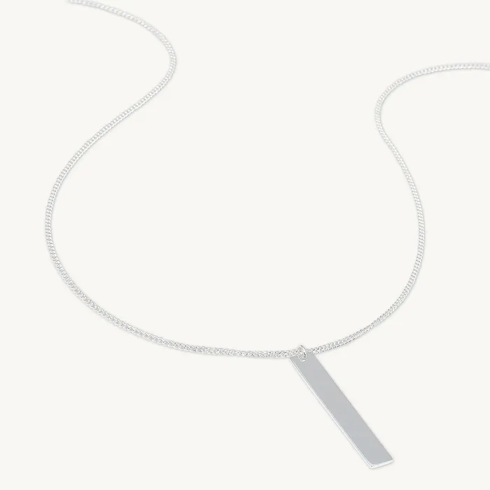 Necklaces Camile Stone Engraved Personalised Vertical Bar Necklace
