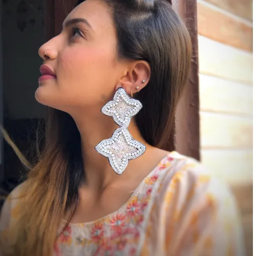 justrealdealcom Necklaces Starred Beads Oxidised Jhumki DESIGN 418