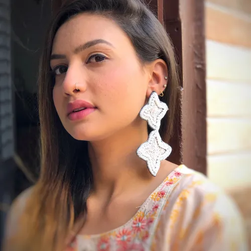 justrealdealcom Necklaces Starred Beads Oxidised Jhumki DESIGN 418