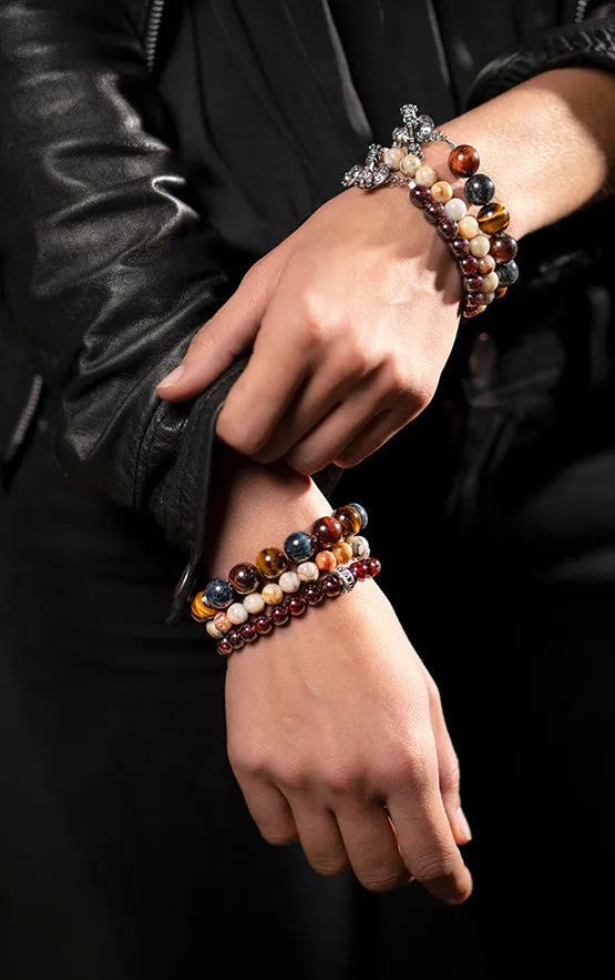 King Baby Bracelets Black Obsidian Bracelet with Silver Toggle