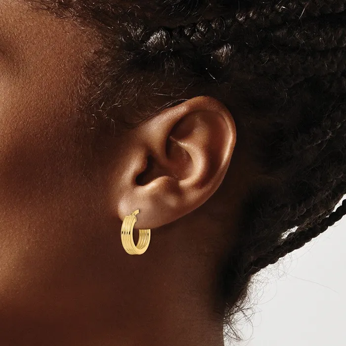 14k Yellow Gold 1454 mm Polished Textured Hoop Earrings 138 grams Qgold Earrings 14k Yellow Gold 1454 mm Polished Textured Hoop Earrings 138 grams Qgold Earrings