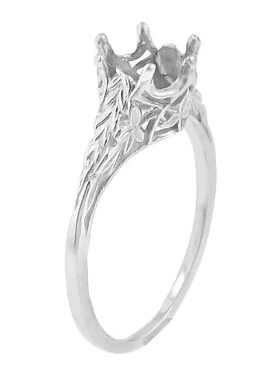 Antique Jewelry Mall Rings Art Deco Platinum 34 Carat Crown of Leaves Filigree Engagement Ring Setting