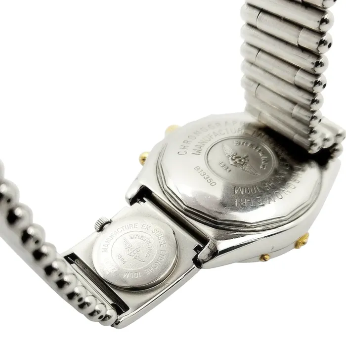 Breitling Bracelets Mens Breitling 41mm Chronographe Automatic Stainless Steel Watch with Black Dial PreOwned B13350