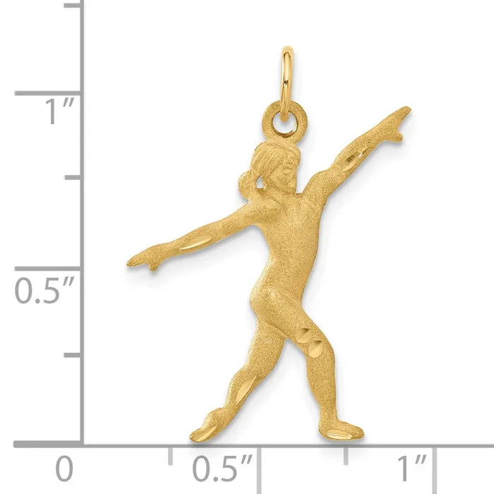 Charm Necklaces 14k Yellow Gold 25 mm Gymnast Charm 189 grams Qgold