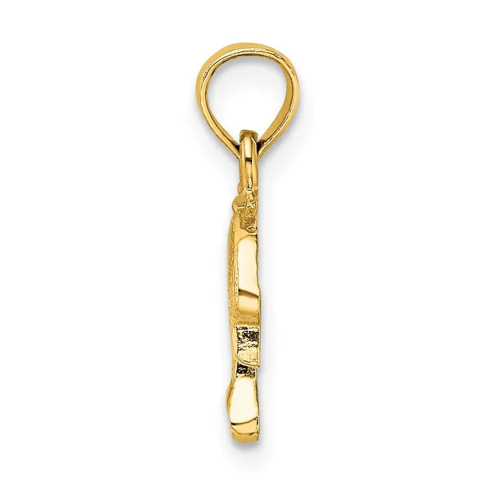 Charm Necklaces Qgold 14k Yellow Gold 1235 mm Textured Mini Dolphin Jumping Charm 068 grams