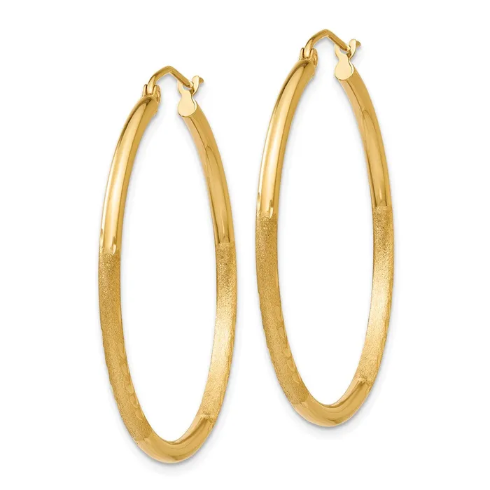 Earrings Qgold 14k Yellow Gold 2 mm Round Tube Hoop Earrings 187 grams