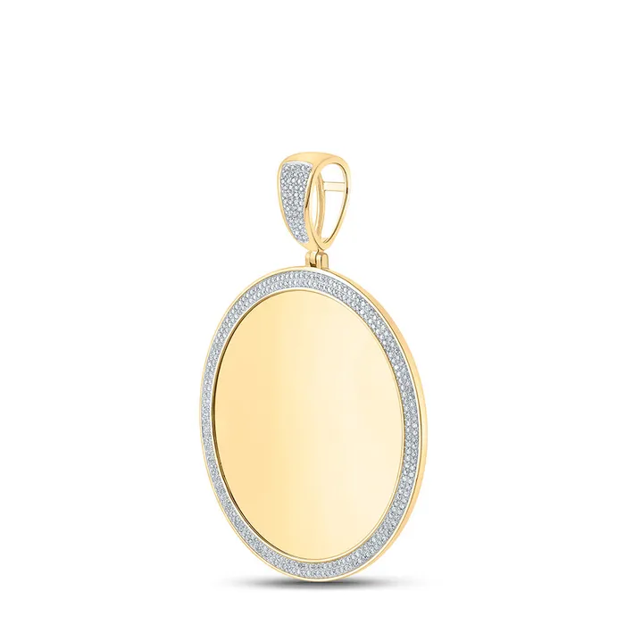 Gold Memory Circle Charm Pendant 1 Cttw Round Natural Diamond Mens 1044 grams GND Necklaces