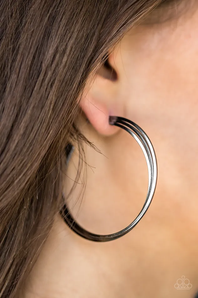 Haute Gossip Paparazzi Black Gunmetal Hoop Earrings Paparazzi Accessories Earrings