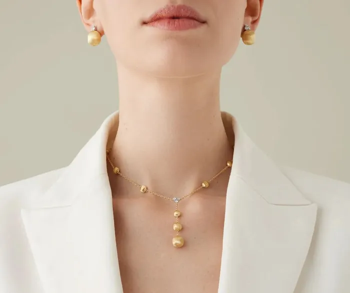 Marco Bicego Yellow Gold Lariat Necklace With Diamonds Marco Bicego Necklaces