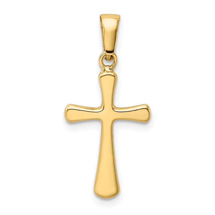 Necklaces Qgold 14k Yellow Gold 12 mm Polished Cross Pendant 048 grams