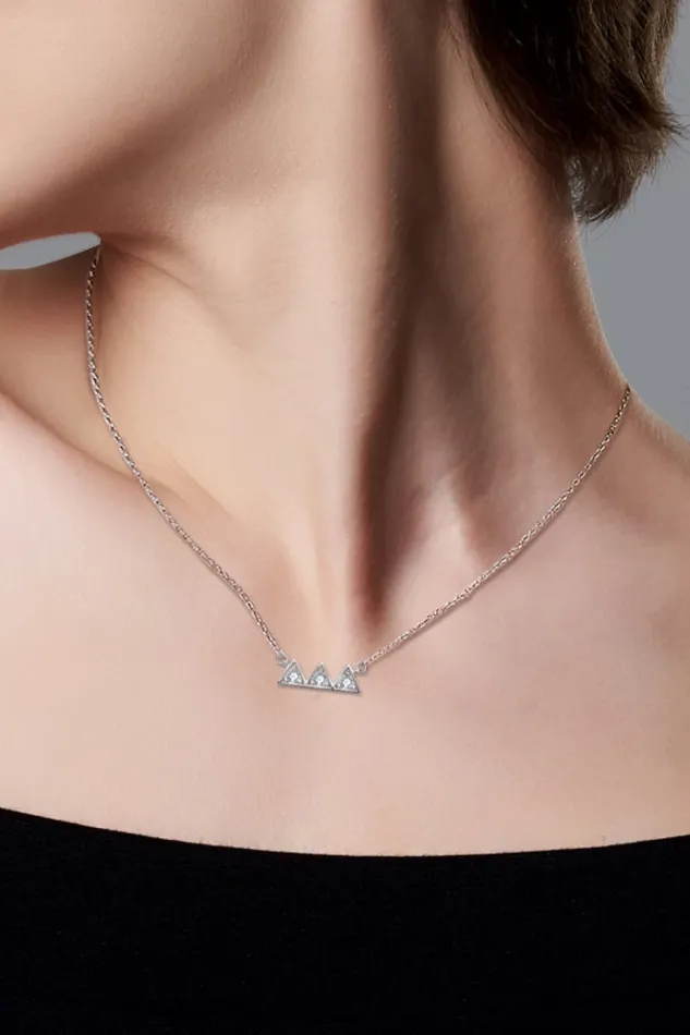 Necklaces Trendsi Moissanite Triangle PlatinumPlated Necklace