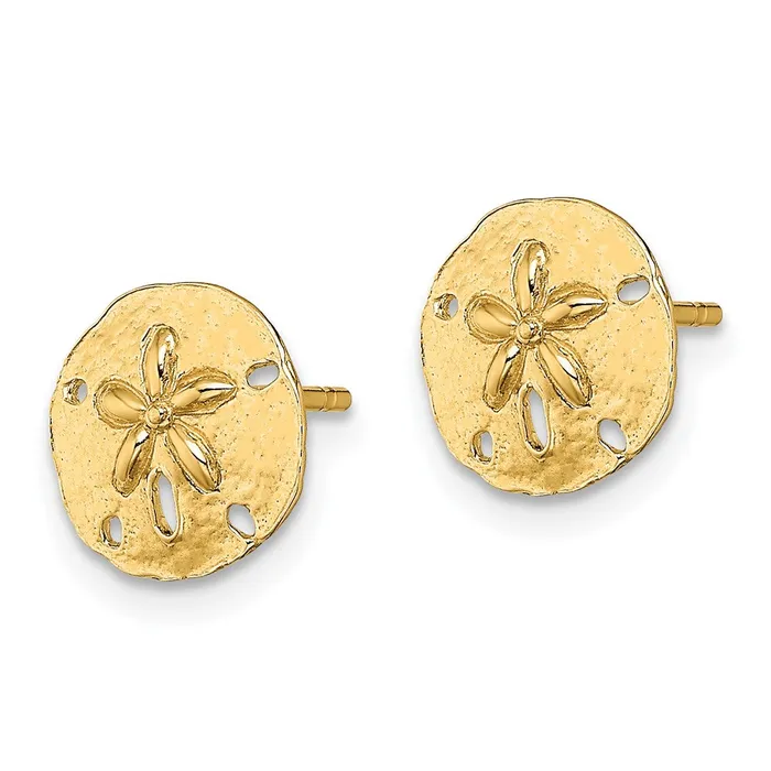 Qgold 10k Yellow Gold 10 mm Polished Mini Sand Dollar Post Earrings 098 grams Earrings