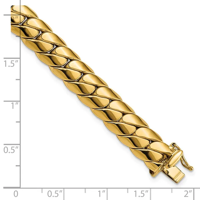 Qgold Bracelets 14k Yellow Gold 94 mm Polished Fancy Link Mens Bracelet 1301 grams Qgold Bracelets 14k Yellow Gold 94 mm Polished Fancy Link Mens Bracelet 1301 grams