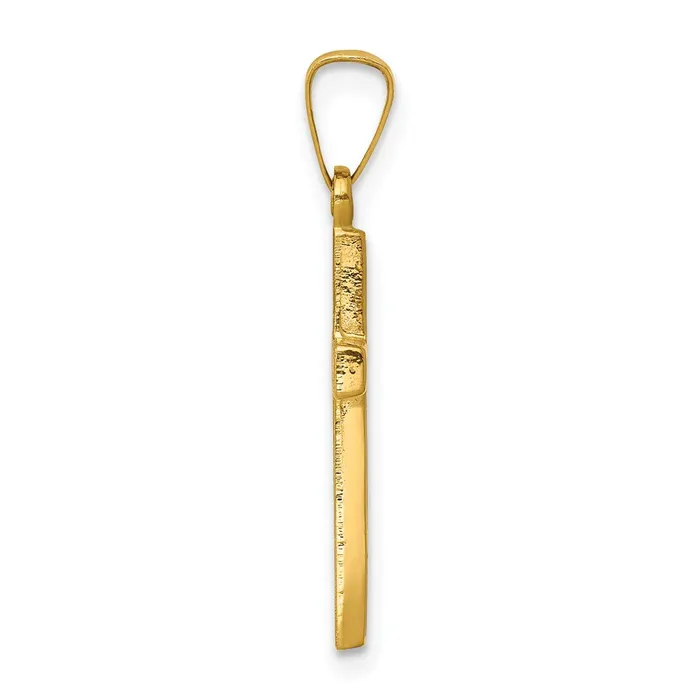 Qgold Charm Necklaces 14k Yellow Gold 11 mm Small Hollow Cross Charm 048 grams