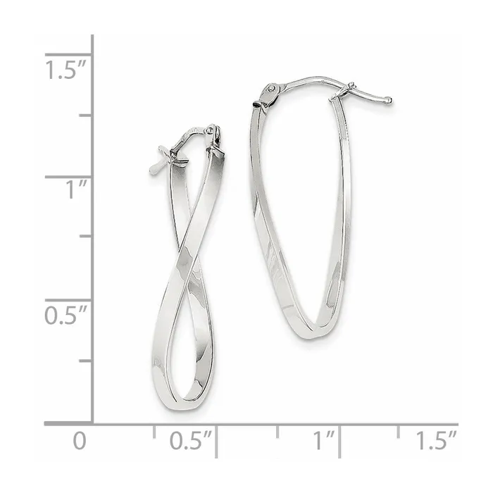 Qgold Earrings 10k White Gold 1059 mm Small Twisted Earrings 123 grams