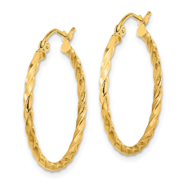 Qgold Earrings 10k Yellow Gold 2509 mm Twist Polished Hoop Earring 136 grams