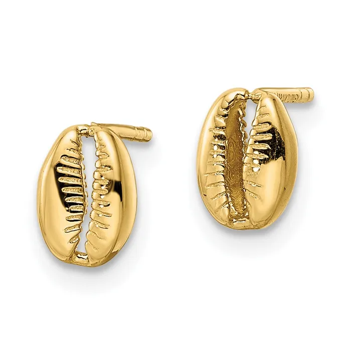 Qgold Earrings 14k Yellow Gold 52 mm Polished Shell Post Earrings 109 grams
