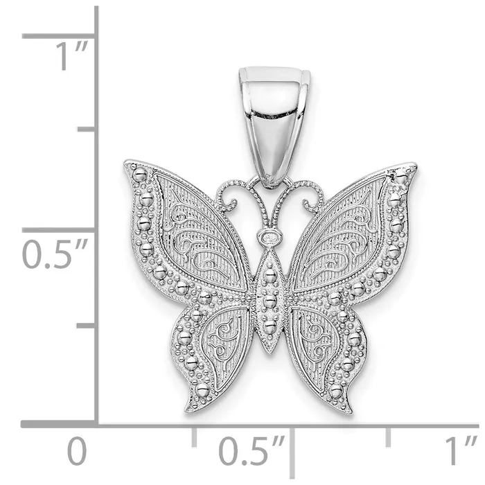 Qgold Necklaces 10k White Gold 193 mm Butterfly Pendant 145 grams Qgold Necklaces 10k White Gold 193 mm Butterfly Pendant 145 grams
