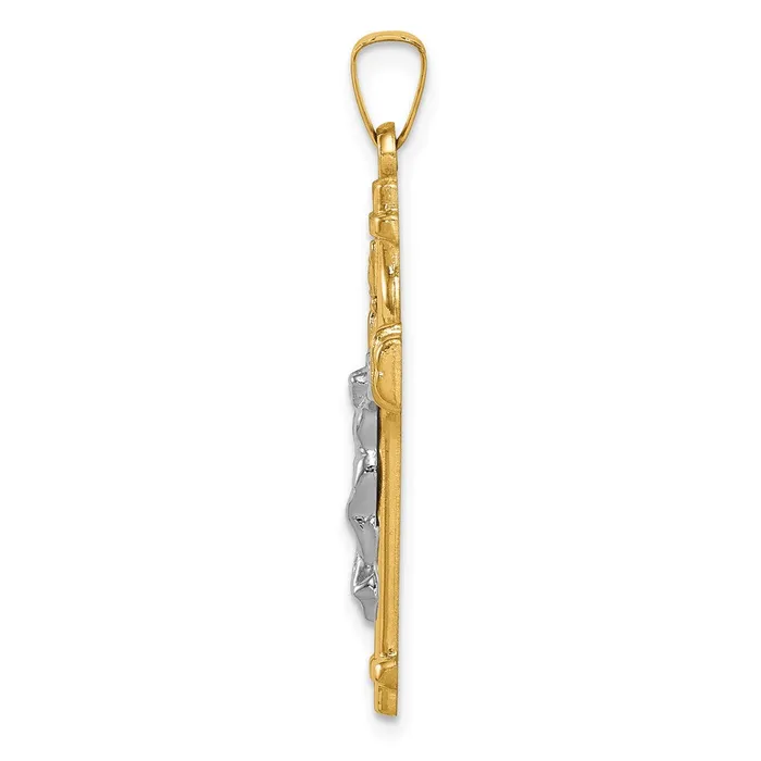 Qgold Rings 14k Twotone 1725 mm Polished INRI Crucifix Pendant 097 grams