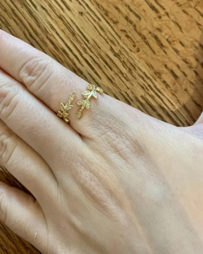 Rings Gold Vermeil Leaf Ring ITALY