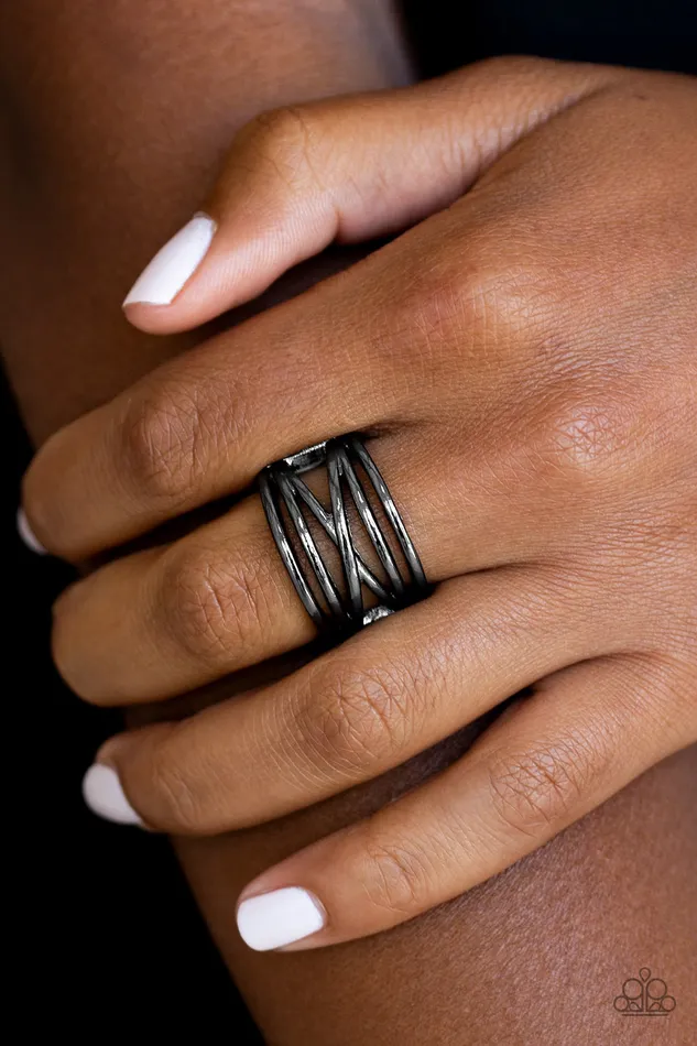 Rings Way Wayward Black Gunmetal Ring Paparazzi Paparazzi Accessories